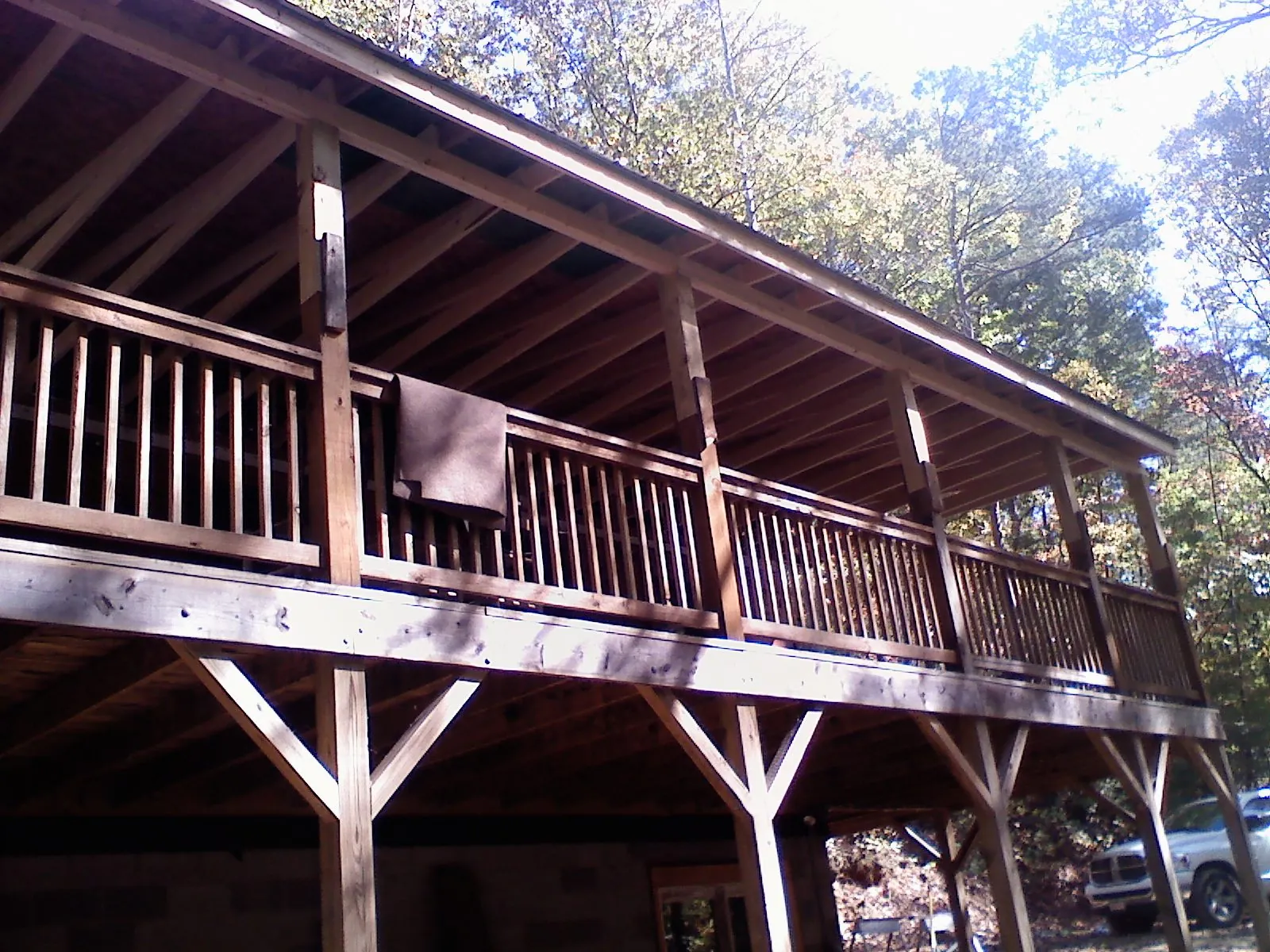 Timber framing under a new elevated porch and deck — Roof Leak Repair in Ricketts by Roofing Brothers